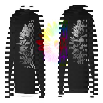 Human Sunflower Lgbt Tie Dye Flag Gay Pride Proud Lgbtq Long Sleeve T-Shirt | Mazezy