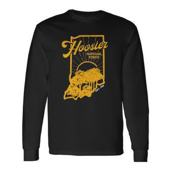 Indiana State Hoosier National Forest Retro Vintage Long Sleeve T-Shirt T-Shirt | Mazezy