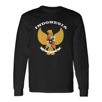 Indonesia Coat Of Arms Tee Flag Souvenir Jakarta Long Sleeve T-Shirt | Mazezy