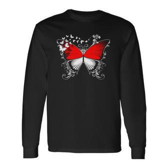 Indonesia Flag Indonesian Butterfly Lover Long Sleeve T-Shirt T-Shirt | Mazezy