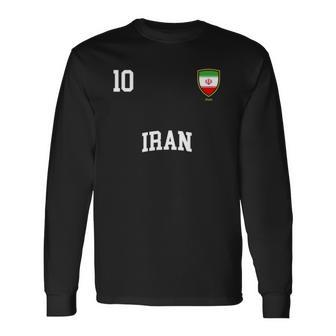 Iran 10 Iranian Flag Soccer Team Football Long Sleeve T-Shirt T-Shirt | Mazezy