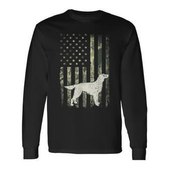 Irish Setter Dog Dad Mom Camouflage Usa Flag Long Sleeve T-Shirt - Thegiftio UK