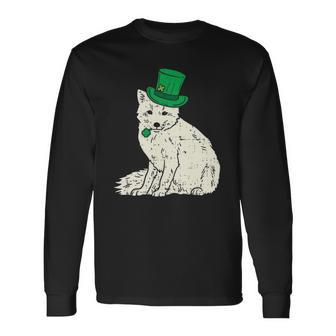 Irish Snow Arctic Fox Leprechaun Animal Cute St Patricks Day Long Sleeve T-Shirt - Thegiftio UK