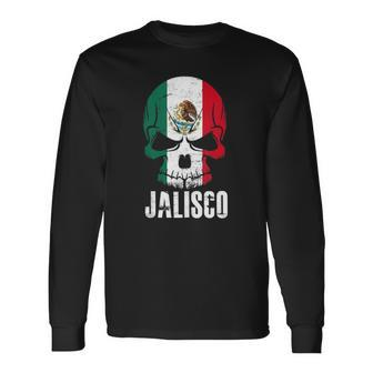 Jalisco Mexico Mexican Skull Flag Long Sleeve T-Shirt T-Shirt | Mazezy