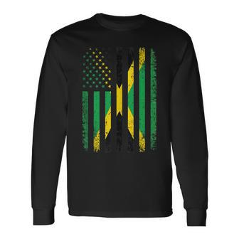 Jamaica Usa Flag 4Th Of July Patriots American Jamaican Flag Long Sleeve T-Shirt - Seseable