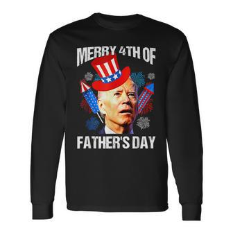 Joe Biden Confused Merry 4Th Of Fathers Day Fourth Of July Long Sleeve T-Shirt - Seseable