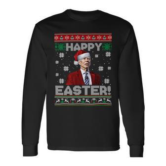 Joe Biden Happy Easter Ugly Christmas Long Sleeve T-Shirt - Monsterry DE