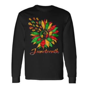 Juneteenth Black History African American Sunflower Fist Long Sleeve T-Shirt - Thegiftio UK
