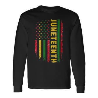 Juneteenth Us Flag Black King Melanin Dad Men Fathers Day Unisex Long Sleeve | Favorety