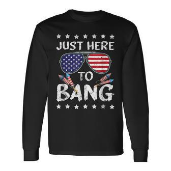Just Here To Bang 4Th Of July Fireworks Patriotic V2 Long Sleeve T-Shirt - Seseable