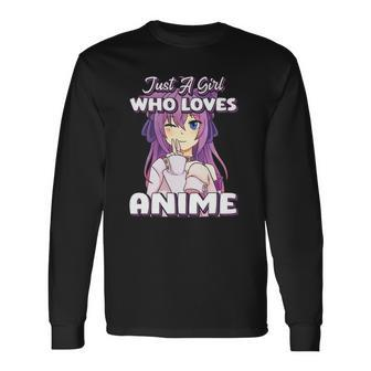 Just A Girl Who Loves Anime Peace Symbol V Fingers Fun Long Sleeve T-Shirt T-Shirt | Mazezy