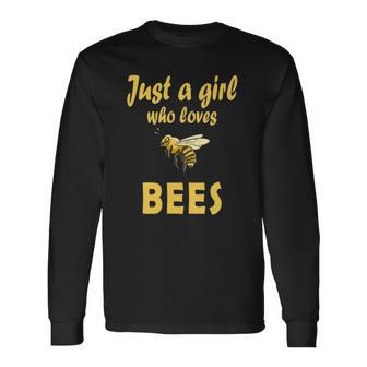 Just A Girl Who Loves Bees Beekeeping Bee Women Girls Long Sleeve T-Shirt - Thegiftio UK