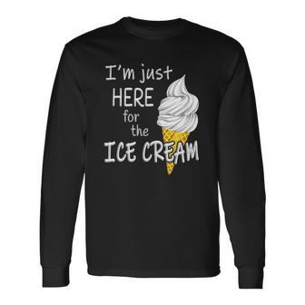 Im Just Here For The Ice Cream Summer Cute Vanilla Long Sleeve T-Shirt T-Shirt | Mazezy