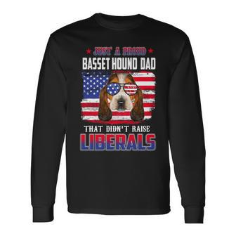 Just A Proud Basset Hound Dad Merica Dog 4Th Of July Long Sleeve T-Shirt - Seseable