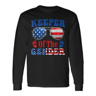 Keeper Of The Gender 4Th Of July Baby Gender Reveal Long Sleeve T-Shirt T-Shirt | Mazezy