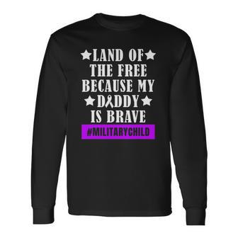 Land Of The Free Purple Up Military Child & Long Sleeve T-Shirt T-Shirt | Mazezy