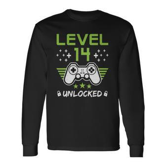 Level 14 Unlocked 14Th Birthday Long Sleeve T-Shirt T-Shirt | Mazezy