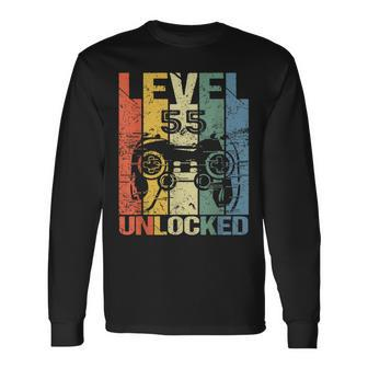 Level 55 Unlocked Awesome 1967 Video Game 55Th Birthday Long Sleeve T-Shirt - Seseable