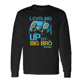 Leveling Up To Big Bro Again Gaming Lovers Vintage Long Sleeve T-Shirt T-Shirt | Mazezy