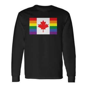 Lgbt Gay Pride Rainbow Canadian Flag Long Sleeve T-Shirt T-Shirt | Mazezy
