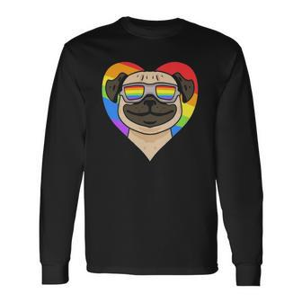 Lgbt Rainbow Pug Dog Gay Pride Lgbt Heart Animal Long Sleeve T-Shirt T-Shirt | Mazezy