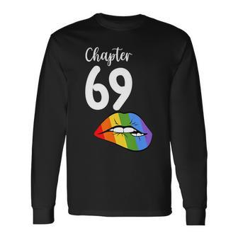 Lgbt Sexy Lips Rainbow Chapter 69 Birthday Celebration Long Sleeve T-Shirt - Seseable