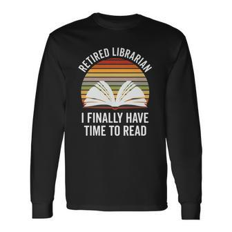 Librarian Retirement Library Books Lovers Vintage Long Sleeve T-Shirt - Thegiftio UK