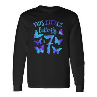 This Little Butterfly Is 7 7Th Birthday Party Toddler Girl Long Sleeve T-Shirt T-Shirt | Mazezy AU