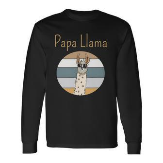 Llama Dad Matching Papa Alpaca Lover Fathers Day Long Sleeve T-Shirt T-Shirt | Mazezy
