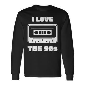 I Love The 90S Costume Mixtape Retro Cassette Tape Long Sleeve T-Shirt - Thegiftio UK