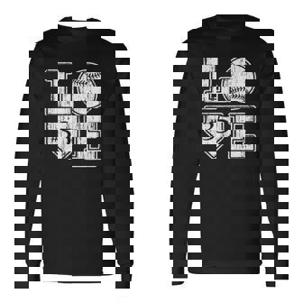 Love Baseball Softball Mom Vintage Distressed Home Plate 35 Vintage Long Sleeve T-Shirt - Thegiftio