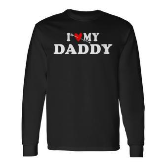 I Love My Daddy With Red Heart Women Long Sleeve T-Shirt - Seseable