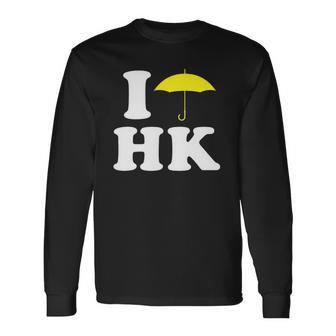 I Love Hk Yellow Umbrella Hong Kong Movement Long Sleeve T-Shirt T-Shirt | Mazezy