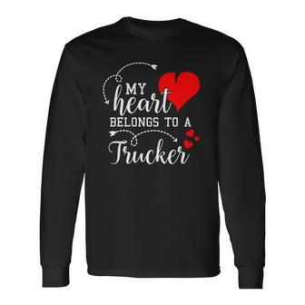 I Love My Trucker Husband Wife Valentines Day Long Sleeve T-Shirt T-Shirt | Mazezy