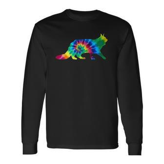 Maine Coon Cat Tie Dye Vintage Hippie Cat Lover Long Sleeve T-Shirt T-Shirt | Mazezy