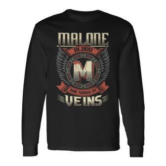 Malone Blood Run Through My Veins Name Long Sleeve T-Shirt - Seseable