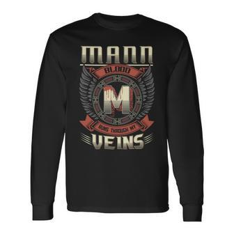 Mann Blood Run Through My Veins Name V6 Long Sleeve T-Shirt - Seseable