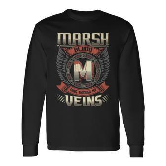 Marsh Blood Run Through My Veins Name V2 Long Sleeve T-Shirt - Seseable