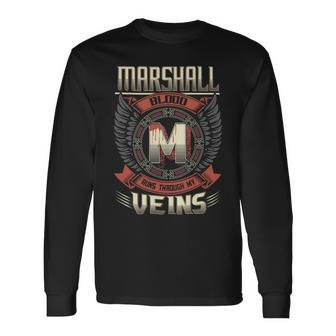 Marshall Blood Run Through My Veins Name V8 Long Sleeve T-Shirt - Seseable
