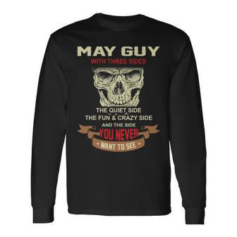 May Guy I Have 3 Sides May Guy Birthday Long Sleeve T-Shirt - Seseable