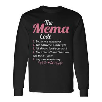 Mema Grandma The Mema Code Long Sleeve T-Shirt - Seseable