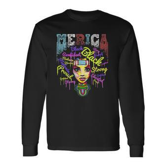 Merica African American Flag Bandana 4Th Of July Queen Long Sleeve T-Shirt T-Shirt | Mazezy