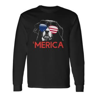 Merica Bernese Mountain Dog American Flag 4Th Of July Long Sleeve T-Shirt T-Shirt | Mazezy UK