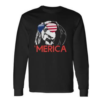 Merica Cavalier King Charles Spaniel American Flag Long Sleeve T-Shirt T-Shirt | Mazezy