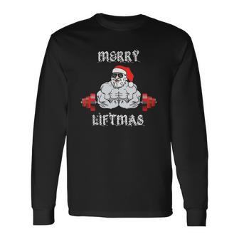 Merry Liftmas Santa Claus Weightlifting Fitness Gym Long Sleeve T-Shirt T-Shirt | Mazezy