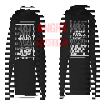 Metal Lovers Heavy Metal Fans Angry Music Makes Me Happy Long Sleeve T-Shirt | Mazezy