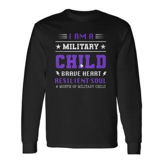 I Am A Military Kid Brave Heart Resilient Soul Purple Long Sleeve T-Shirt T-Shirt | Mazezy