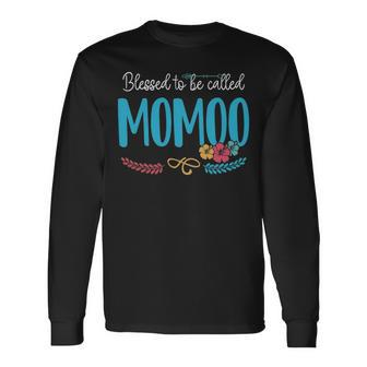 Momoo Grandma Blessed To Be Called Momoo Long Sleeve T-Shirt - Seseable