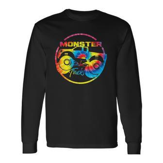 Monster Trucks Retro Tie Dye Off Road Lovers Long Sleeve T-Shirt | Mazezy