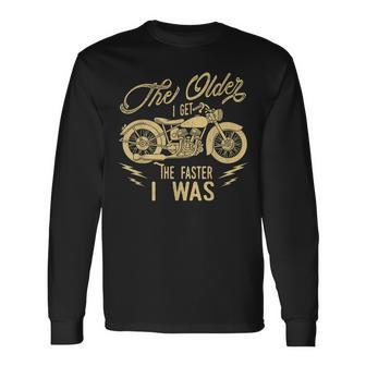 Motorcycle Biker Grandpa Vintage Bikers Birthday Long Sleeve T-Shirt - Seseable